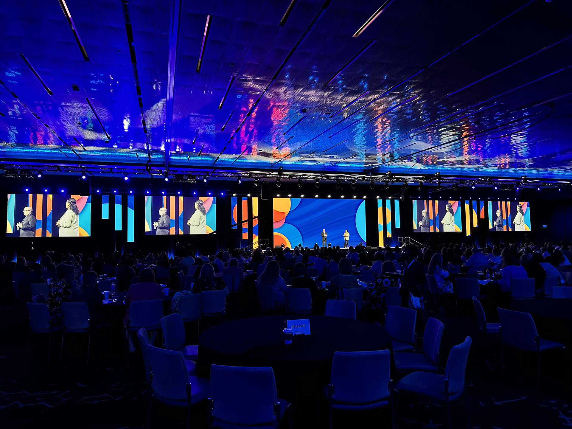 Keynote session at the DDS PossABLE conference with large LED displays, stage lighting, and live event production in Oklahoma City.