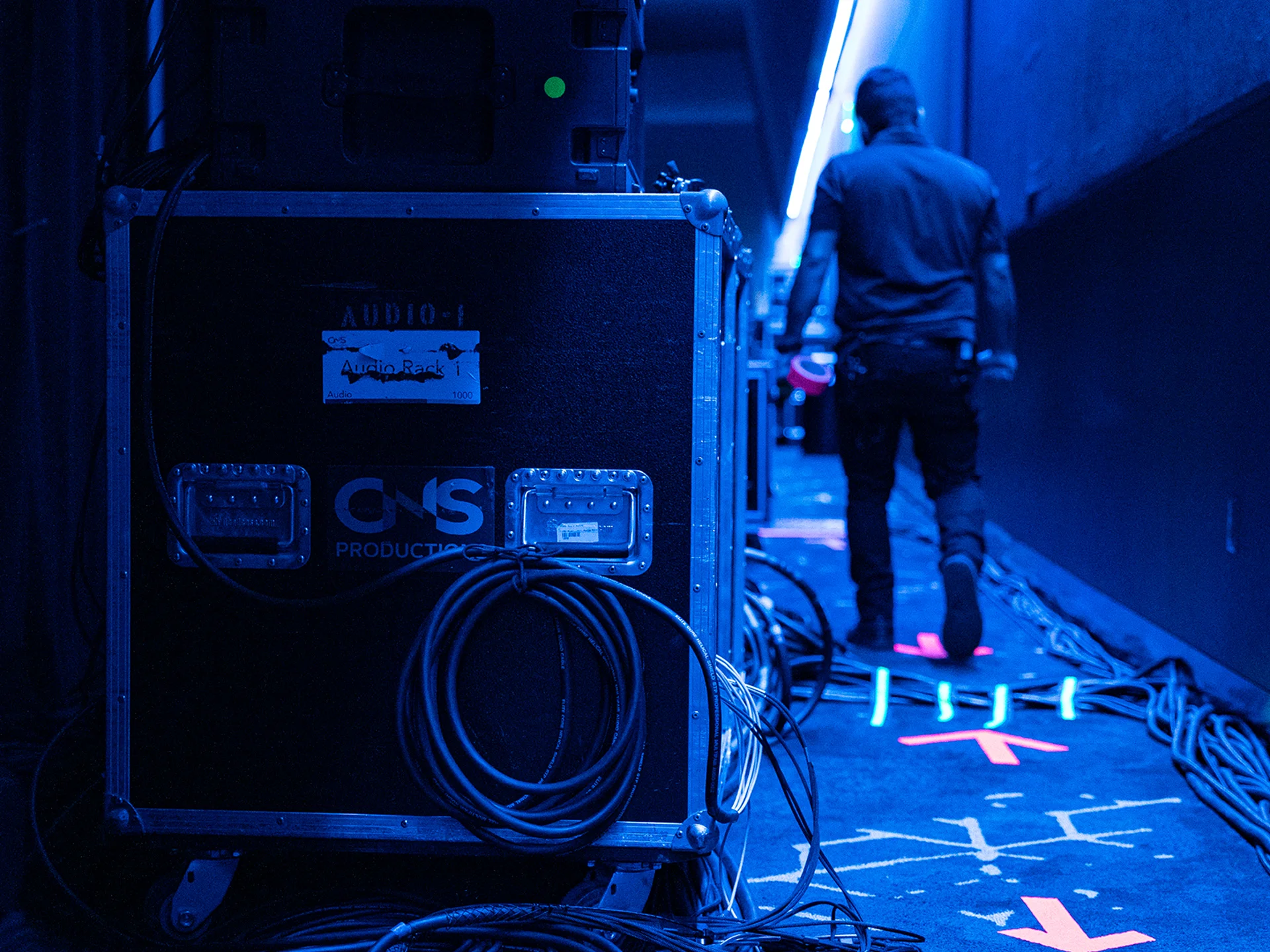 CNS audio equipment backstage supporting Live Event Production Oklahoma City at the DDS PossABLE conference.
